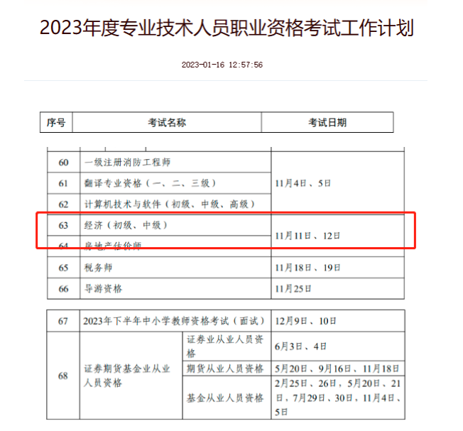 速看！2023初级经济师考试时间报名时间